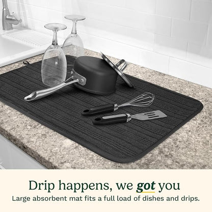 Cuisinart Dish Drying Mats for Kitchen Counter - (2) 18" x 24" Ultra Absorbent Dish Drying Mat XL - Foldable, Machine Washable, Fast Drying Dish Mat (Horizontal Stripes) - Image 2