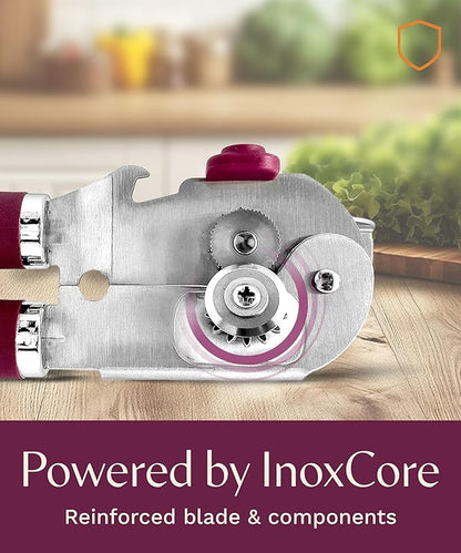 Premium Multifunction Magnetic Manual Can Opener and Bottle Opener, Heavy Duty Stainless Steel Sharp Cutting Blade and Oversized Easy Turn Knob, Soft-Touch Handle, Kitchen Use, Mauve - Image 4