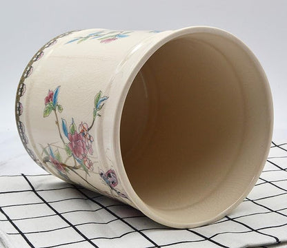YIMIFLA Utensil Crocks Extra Large Kitchen Utensil Holder for Countertop Ceramic Cooking Utensils Butterfly Ice Crack
