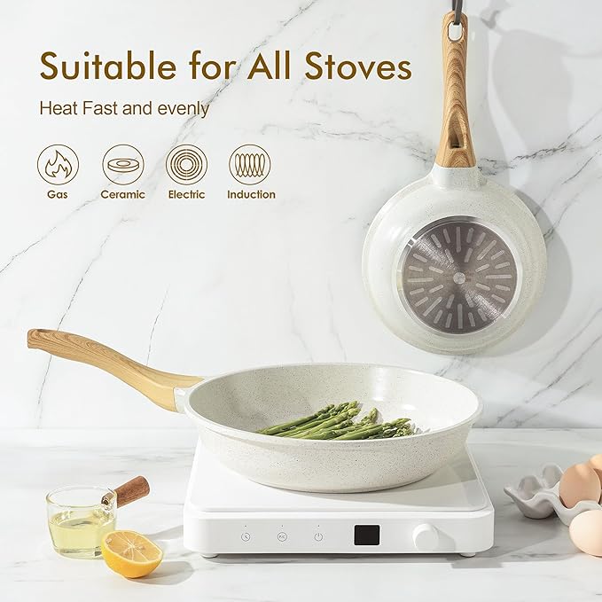 SENSARTE Nonstick Ceramic Frying Pan Skillet, 10 Inch Omelet Pan, Healthy Non Toxic Chef Pan, Induction Pan with Heat Resistant Handle, PFAS-Free - Image 3