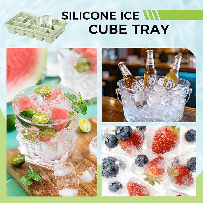 Silicone Ice Cube Trays with Lid, Set of 4, Easy Release Ice Molds, Reusable and Stackable Ice Trays for Freezer for Cocktail, Whiskey, Baby Food, BPA Free (multicolour) - Image 7