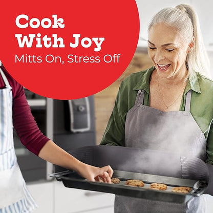 Grey Double Oven Mitt Kitchen Protection - Pack of 1-32" Long - Heat Resistant Cotton Professional Grade with Terrycloth Lining