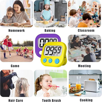 ZILLEEN Classroom Timer for Kids Teachers 2 Pack Digital Timers, Purple & Yellow - Image 5