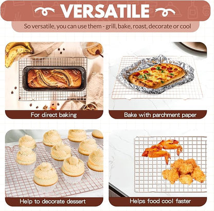 2 PCS Cooling Racks for Cooking and Baking, 15x10 Inches Stainless Steel Cooling Rack, Sheet Pan with Wire Rack for Baking Sheet, Bacon Rack Oven Safe Fits Jelly Roll Sheet Pan - Image 3