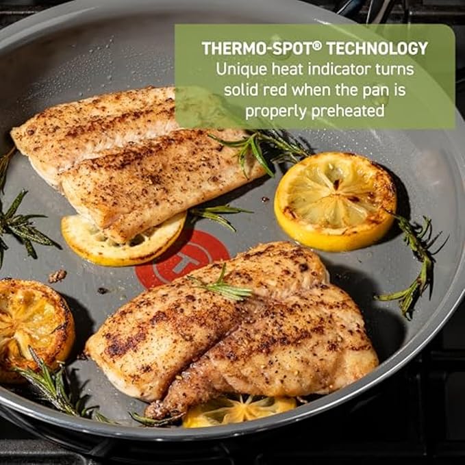 T-Fal Preserve Ceramic Nonstick Saute Pan with Lid 5.5 Qt, Oven and Broiler Safe up to 350°F Cookware, Frying Pan, Stay-Cool Handle, Skillet Pots and Pans, Black - Image 5