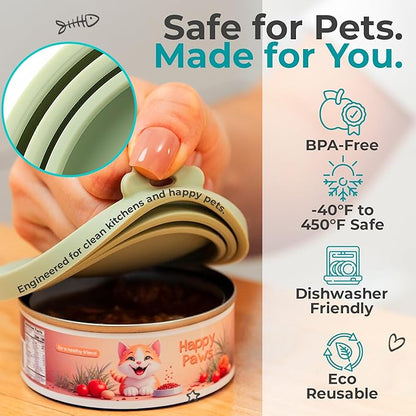 4 Pack Universal Pet Food Can Covers Lids - One fit 3 Standard Size Cans for Cats and Dogs Food Cans - Easy to Clean - Safe Silicone - Sunset Clay