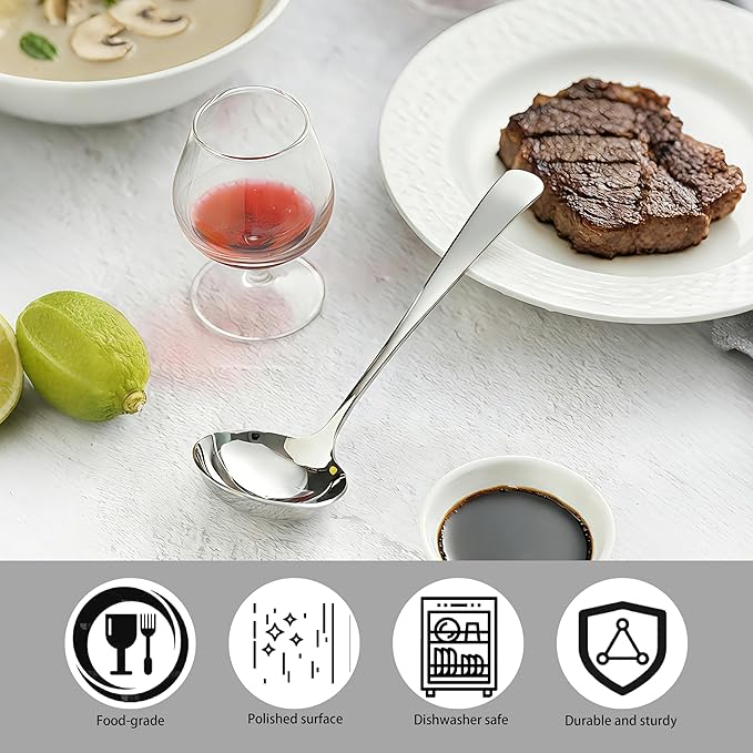 Small Ladle for Serving, 7.8 Inch 18/10 Stainless Steel Mini Gravy Ladle for Soup, Sauce and Gravy, Sturdy and Anti-corrosion, Dishwasher Safe - Image 3