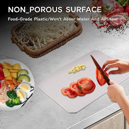 Cutting Board for Kitchen, Wheat Straw Fiber Cutting Board, Dish Washer Safe, w/Juice Grooves for Meat, Veggies,Easy Grip Handle, Non-slip Surface,Eco-friendly,Serveware Accessories(13.1‘x9.4‘)