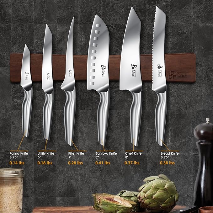DDF iohEF Knife Set with Knife Strip, 8 Piece Professional Kitchen Knife Set, Japanese High Carbon Stainless Steel Chef Knives Set with Magnetic Knife Holder for Wall - Image 7