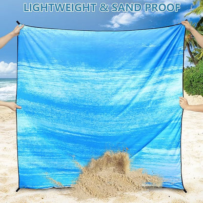 WIWIGO Beach Blanket Waterproof Sandproof Beach Mat 79" X 83"/10'x9'for 2-8 Adults Quick Drying Outdoor Picnic Mat Beach Accessories for Travel, Camping, Hiking - Image 3