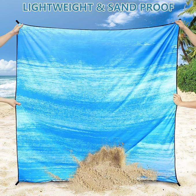 WIWIGO Beach Blanket Waterproof Sandproof Beach Mat 79" X 83"/10'x9'for 2-8 Adults Quick Drying Outdoor Picnic Mat Beach Accessories for Travel, Camping, Hiking - Image 5