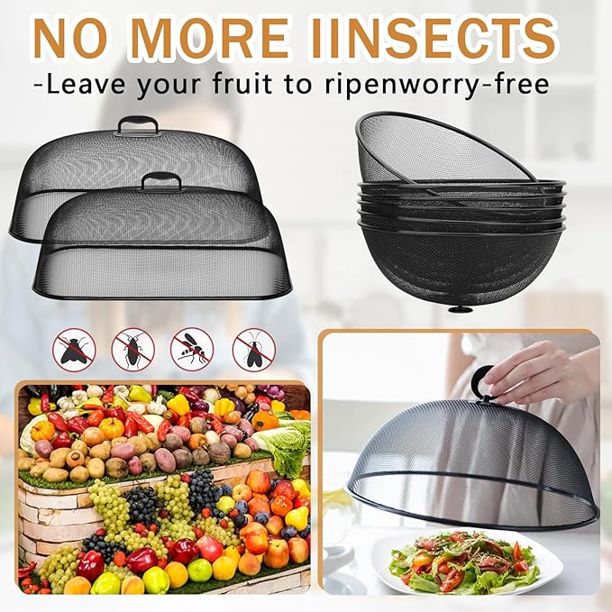 8 Pcs Metal Mesh Screen Food Cover for Outdoors Set Including 2 Pcs Extra Large 18.5 in Mesh Food Tents for Outdoor 6 Pcs 11 in Large Dome Picnic Food Covers Mesh Food Covers - Image 3