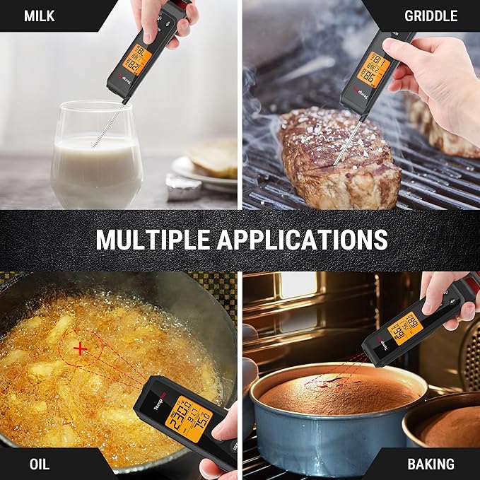 TempPro 2-in-1 Instant Read Thermometer for Cooking, Infrared Thermometer with Meat Probe, Non-Contact Laser Meat Thermometer for Griddle Grill Pizza Oven, Black (Previously ThermoPro) - Image 7