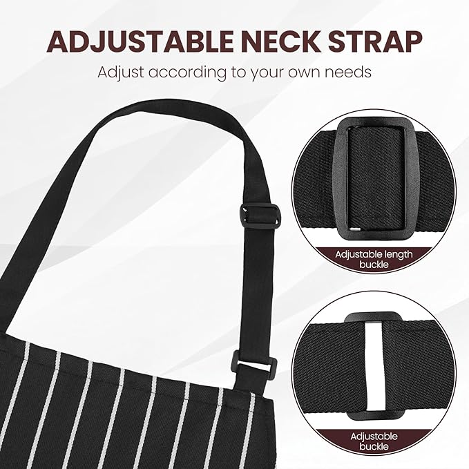 Serrenf 2 Pack Apron, Cooking Kitchen Aprons, Adjustable Bib Apron with 2 Pockets for Men Women Chef Apron - Image 4