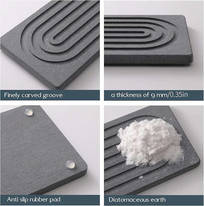 Faucet Mat for Kitchen Sink -Diatomite Stone Drying Mat for Kitchen Counter & Bathroom Sink,Quick-Dry Kitchen Sink Mat-Sink Protector & Splash Guard,Super Absorbent (Gray, 23.6"x4") - Image 8