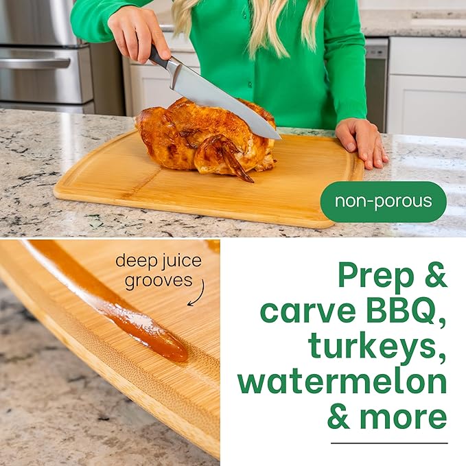 FSC-Certified Extra Large Bamboo Cutting Board Featuring 18 Inch Glue-Free Surface™ – XL, Non-Toxic Wooden Board for Family Kitchens, Butcher Block Style Food Prep with Lifetime Replacements - Image 5