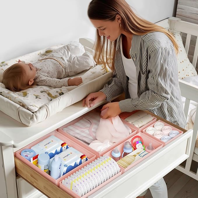 DIMJ Drawer Organizer Clothes Storage - 20 Pack Baby Dresser Organizer for Nursery, Foldable Closet Drawer Organizer Bins for Bedroom Organization, Fabric Storage Dividers for Socks, Underwears, Bras - Image 3
