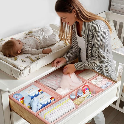 DIMJ Drawer Organizer Clothes Storage - 20 Pack Baby Dresser Organizer for Nursery, Foldable Closet Drawer Organizer Bins for Bedroom Organization, Fabric Storage Dividers for Socks, Underwears, Bras - Image 3