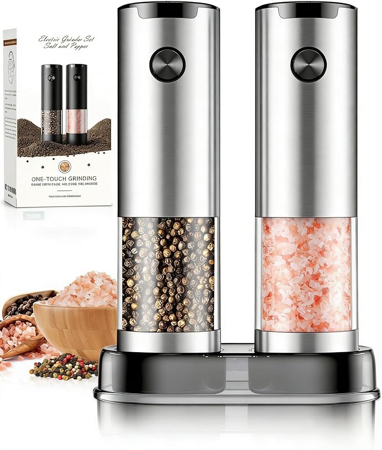 Electric Salt and Pepper Grinder Set Automatic Battery Pepper Mill Shakers Kitchen Gadgets Adjustable Coarseness Upgraded Larger Capacity with Led Birthday Gifts for Women - Image 4