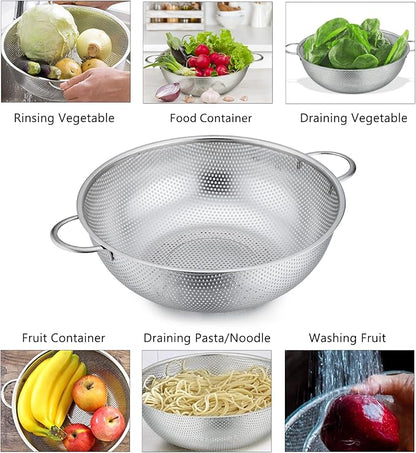 P&P CHEF Stainless Steel Colander, Micro-Perforated Food Strainer with Handle for Washing Draining, Great for Pasta Fruits Vegetables, Dishwasher Safe & Healthy, 5 Qt, 1Pc - Image 7