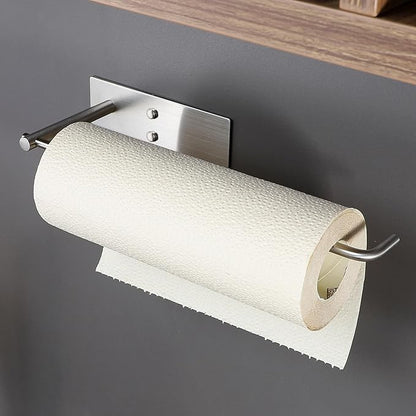 ZUNTO Paper Towel Holder Under Cabinet, Adhesive and Screwed Paper Towel Rack, 12.4 Inch Paper Towel Roll Holder for Kitchen, Bathroom, RV, Easy One-Handed Tear (Silver) - Image 3
