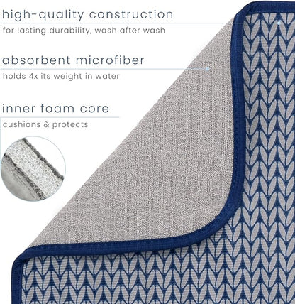 S&T INC. Dish Drying Mat XL, 18” x 24”, Absorbent Microfiber Kitchen Counter Mat, Dish Drying Pad for Dishes, Utensils, Pots and Pans, Extra Large, Blue Stockinette - Image 3