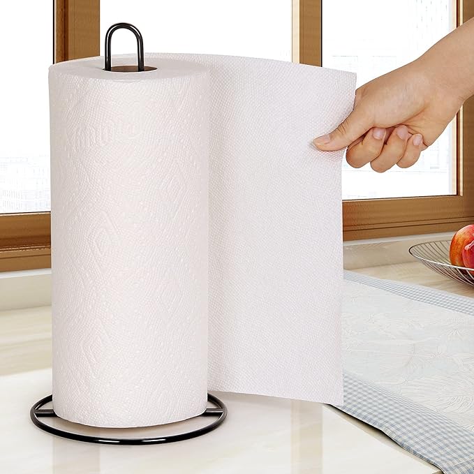 Paper Towel Holder Countertop, OBODING, Kitchen Paper Towel Stand Holder for Kitchen Organization and Storage, Paper Towel Holders for Standard and Large Size Rolls (Black) - Image 4