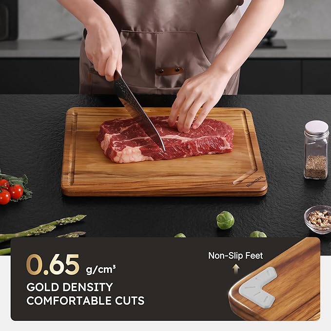 Teak Cutting Board 15inch Non Slip Over Sink Kitchen 2026 First Apartment Essentials Wooden Cutting Board New Home Must Haves Accessories House Warming Decor Housewarming Hostess Host Gifts L - Image 5