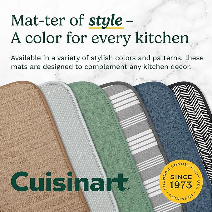 Cuisinart Dish Drying Mats for Kitchen Counter - (2) 18" x 24" Ultra Absorbent Dish Drying Mat XL - Foldable, Machine Washable, Fast Drying Dish Mat (Geostripe) - Image 7