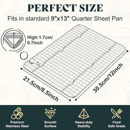 Cooling Racks for Cooking and Baking - 8.5"x12" Oven Safe Premium Stainless Steel Heavy Duty Baking Rack Tight-Wire, Fits Quarter Sheet Pan for Roasting & Grilling & Cooking - 1 Pack - Image 2