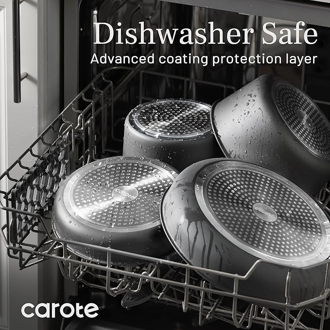 CAROTE 20pcs 4-Ply Premium Hard Anodized Pots and Pans Set Non Stick with Detachable Handle, Dishwasher/Oven Safe, RV Kitchen Cookware Set Nonstick, Induction Cookware, Large Capacity Pans and Pot Set - Image 5
