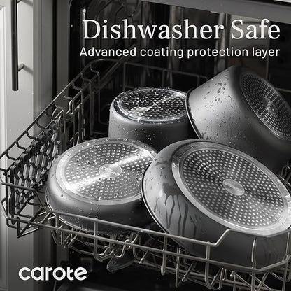 CAROTE 20pcs 4-Ply Premium Hard Anodized Pots and Pans Set Non Stick with Detachable Handle, Dishwasher/Oven Safe, RV Kitchen Cookware Set Nonstick, Induction Cookware, Large Capacity Pans and Pot Set - Image 5