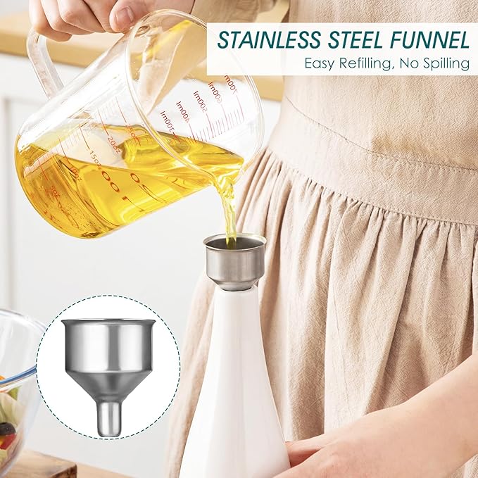 vancasso 16 Oz Ceramic Olive Oil Dispenser Bottle, Bottle Dispenser with Spout and Funnel for Kitchen,Suitable for Oil, Vinegar, Coffee Syrups & Other Liquids, White - Image 4