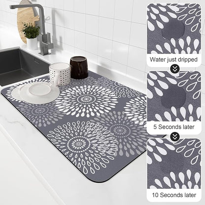 LuxStep Dish Drying Mat Super Absorbent Kitchen Counter Mat Rubber Backing Draining Mat Easy to Clean Kitchen Accessories Dish Rack Pad for Dishes, Utensils, Countertops, Sinks 16" x 24" Grey - Image 4