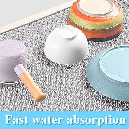 2 Pack Microfiber Dish Drying Mat,24*17 inch Absorbent Dish Drainer Kitchen Counter,Large Size Dish Drying Pad for Countertops,Sinks,Draining Racks(Gray) - Image 4
