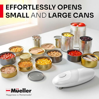 MUELLER HOME SmoothEdge Auto Electric Can Opener – Battery‑Operated One‑Touch w Magnet Lid Lifter, Smooth‑Edge Cut Technology – Portable Hands‑Free Automatic Can Opener for Seniors & Arthritis, White - Image 7