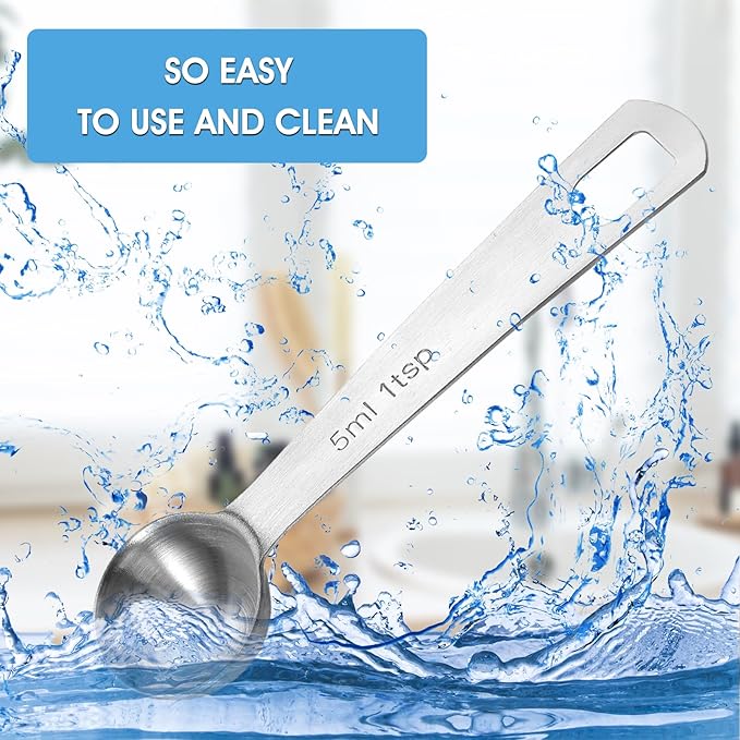 5 PCS Measuring Spoons Tablespoon Measuring Spoon 1/3 Tbsp (1 tsp | 5 ml | 1/6 oz) Stainless Steel Measurings Spoons for Kitchen Cooking Spoon(Silver)