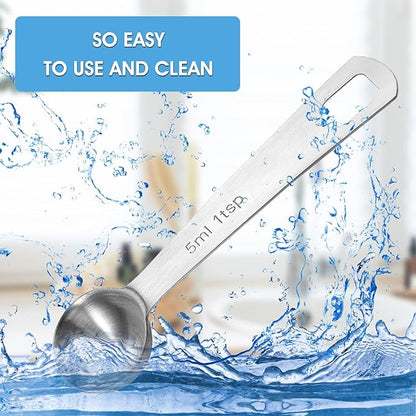 5 PCS Measuring Spoons Tablespoon Measuring Spoon 1/3 Tbsp (1 tsp | 5 ml | 1/6 oz) Stainless Steel Measurings Spoons for Kitchen Cooking Spoon(Silver)