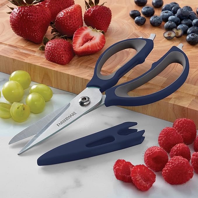 Farberware 4-in-1 Kitchen Shears, 2-Piece, Navy and Gray