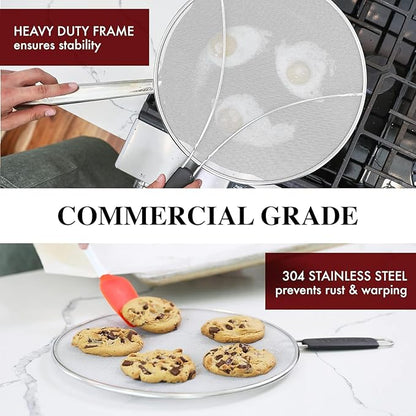 Splatter Screen for Frying Pan - 9.5/11.5/13 Inch Stainless Steel Grease Splatter Guard (Set of 3) - Cover Oil Splash when Sizzling Bacon, Cooking Fried Chicken or Popcorn - Image 6