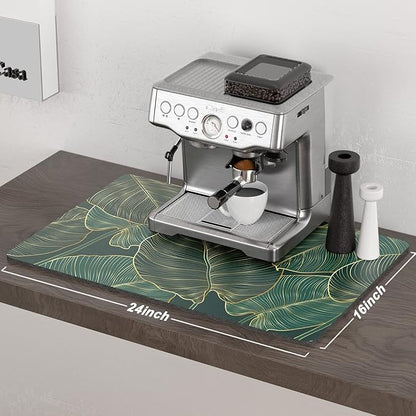 Rnivvi Coffee Mat, 16" x 24" Cute Tropical Theme Coffee Bar Mats for Espresso Machine Station Accessories and Organizer, Hide Stain Rubber Backed Absorbent Dish Drying Pad for Kitchen Counter, Palm - Image 2