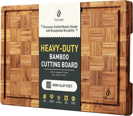 Bamboo Cutting Boards Non Toxic Wood Wooden Cutting Board for Kitchen Non Slip Christmas Xmas Birthday Law Step Stepmom Stepmother Have Everything Good Unique Useful Present by Socisen