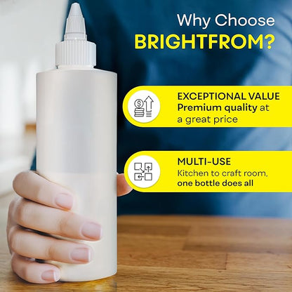 BRIGHTFROM Condiment Squeeze Bottles, 16 OZ Empty Squirt Bottle with Twist Top Cap, Leak Proof - Great for Ketchup, Mustard, Syrup, Sauces, Dressing, Oil, Arts and Crafts, BPA FREE Plastic - 4 PACK - Image 6