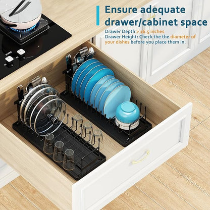 ANTOPY Small Dish Drying Rack - Compact Dish Rack for Kitchen Counter with Silicone Dish Drying Mat, Stainless Steel Dish Drainer for Kitchen Sink Cabinet, Space Saving Plate Rack Cutlery Holder - Image 4
