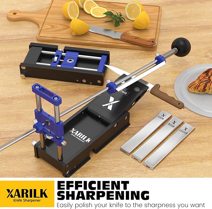 Foldable Portable Knife Sharpening System, Adjustable Knife Sharpener Kit with 3 PCS Aluminum Plates Diamonds (320#, 800#, 2000#), Blade Flips Without Removal, for Hunting, Kitchen Knives - Image 2