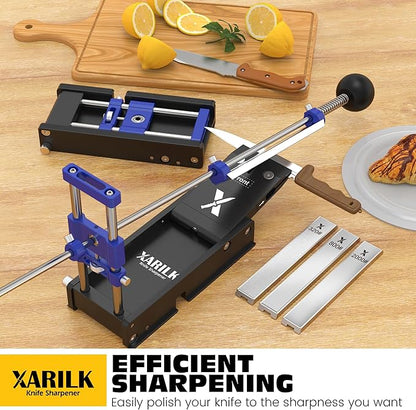 Foldable Portable Knife Sharpening System, Adjustable Knife Sharpener Kit with 3 PCS Aluminum Plates Diamonds (320#, 800#, 2000#), Blade Flips Without Removal, for Hunting, Kitchen Knives - Image 2