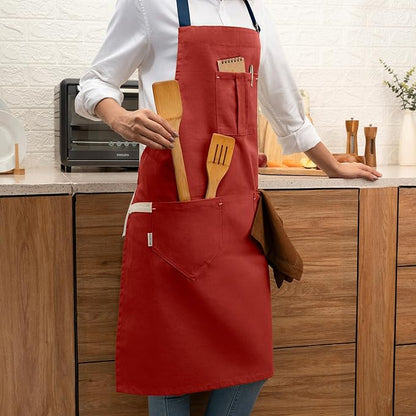 Cotton Canvas Apron for Women & Men – Adjustable Neck Strap & Waist Ties with Pockets