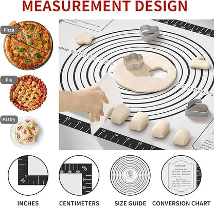 Silicone Dough Mat, Macaron Cookie Pizza Baking Mat for Oven, Non Stick Pastry Mat for Rolling Dough Non Slip, Bread Mat for Kneading, Reusable - Image 3