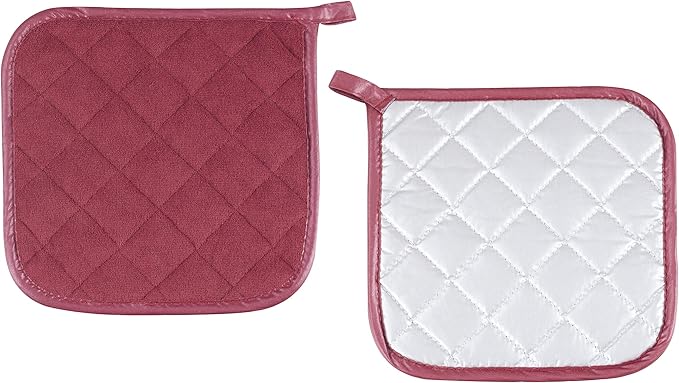 Pot Holders Cotton Made Machine Washable Heat Resistant Potholder, Pot Holder, Hot Pads, Trivet for Cooking and Baking (5, Ruby) - Image 2