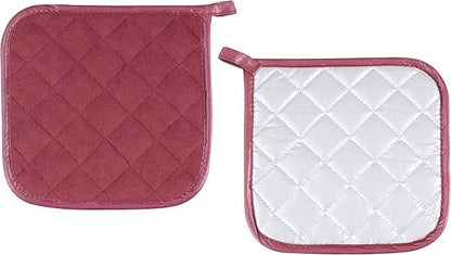 Pot Holders Cotton Made Machine Washable Heat Resistant Potholder, Pot Holder, Hot Pads, Trivet for Cooking and Baking (5, Ruby) - Image 2